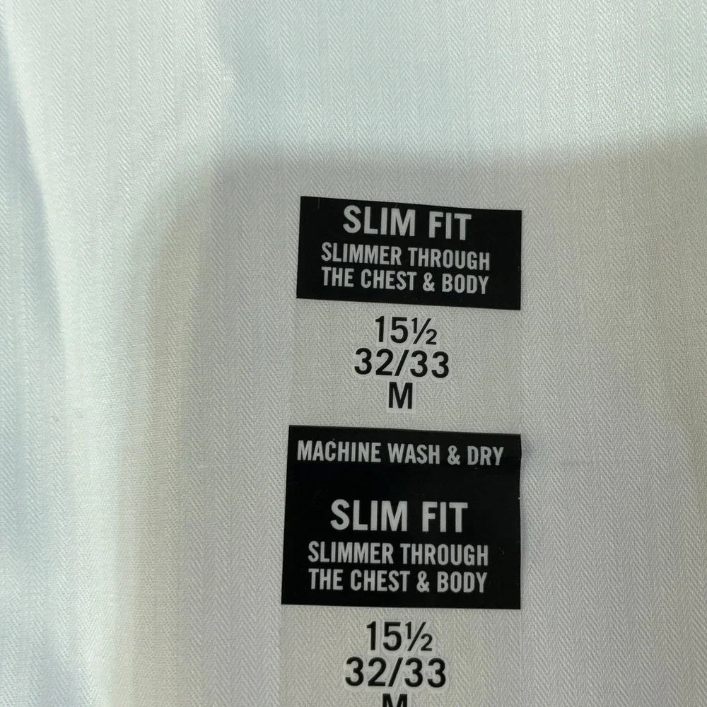 NWT Calvin Klein Dress Shirt Mens 15.5 M White Cotton Steel+ Slim French Cuff